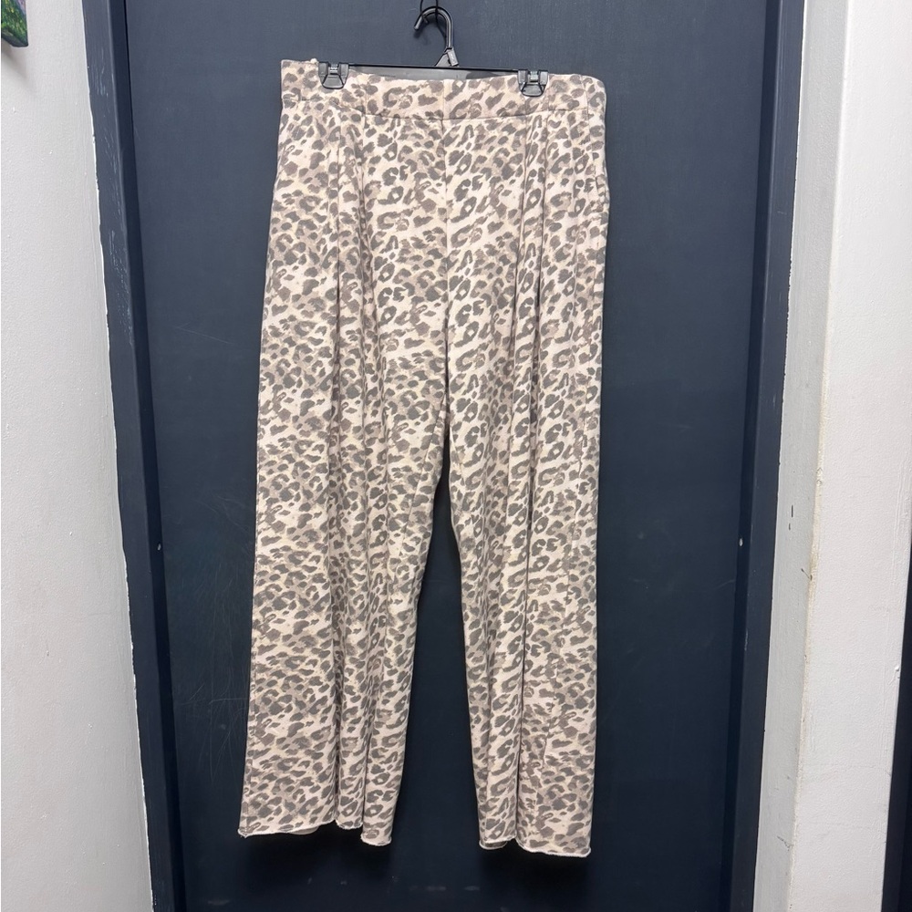 aerie Wide Leg Pants in Beige Leopard Print